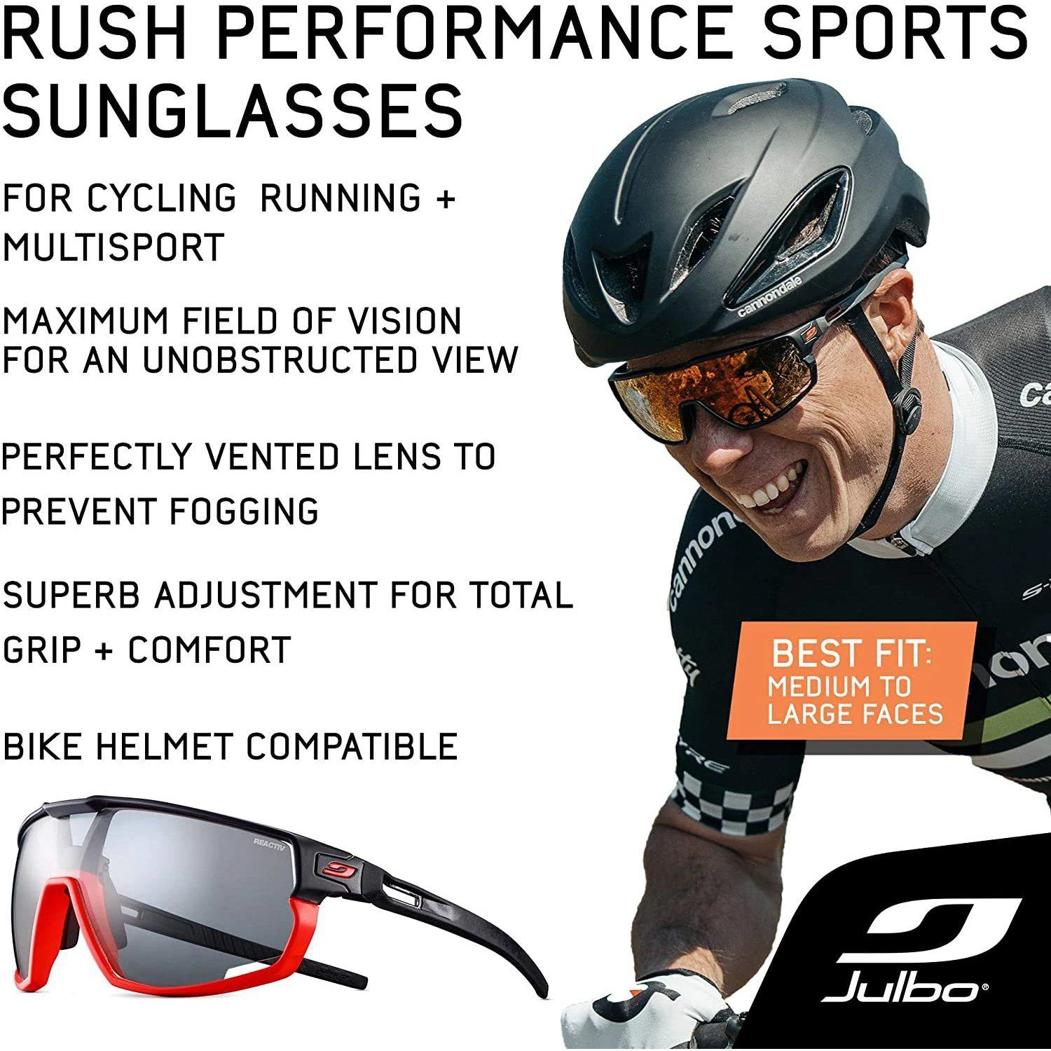 Julbo Rush Sunglasses W/REACTIV Or Spectron Lens 12 Julbo Rush Sunglasses W/REACTIV Or Spectron Lens - Image 10